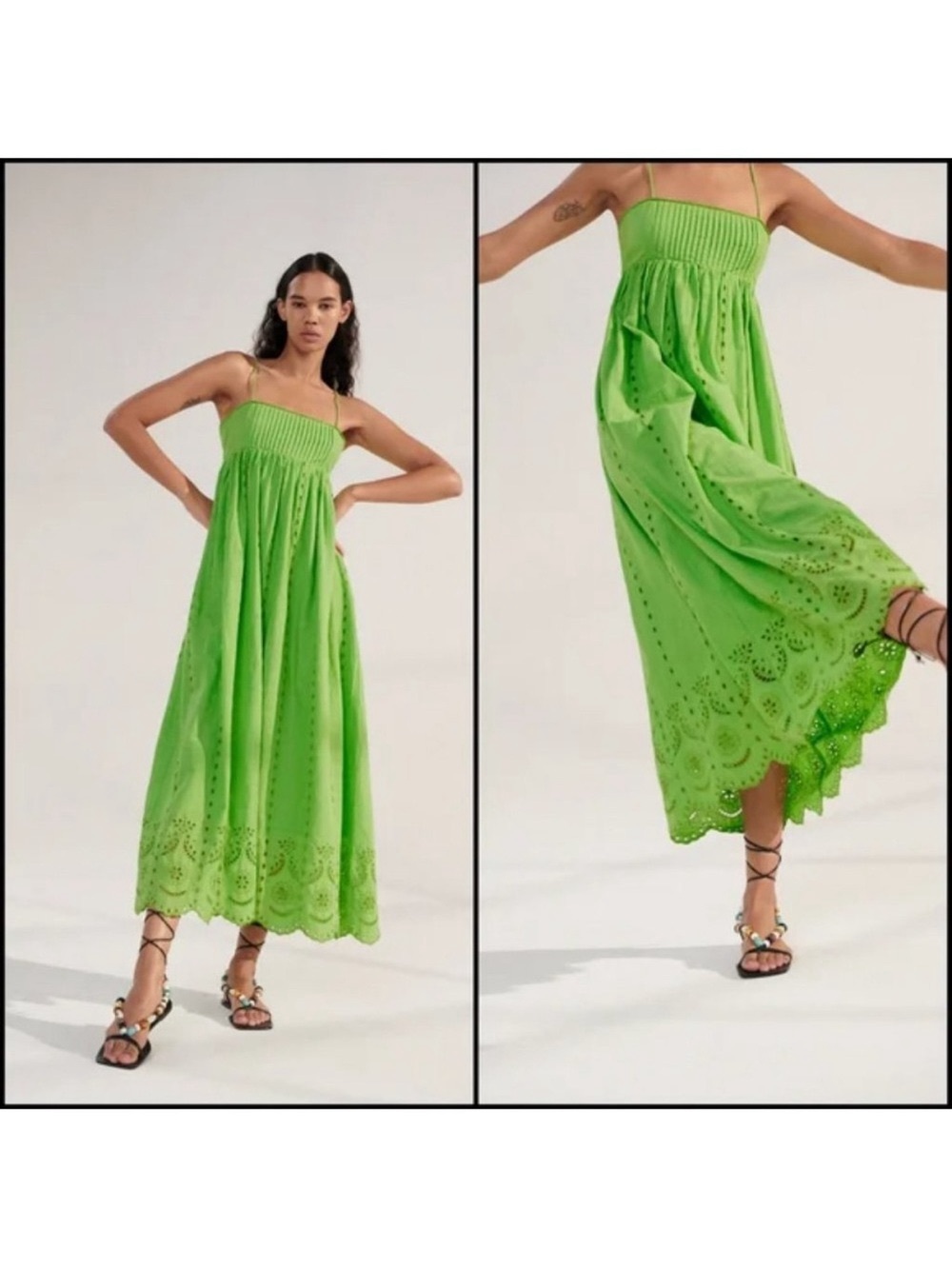 Zara Green Eyelet Maxi Dress